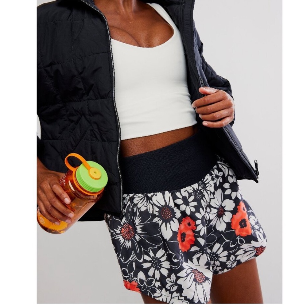 FP Movement by free people black red floral tuxedo shorts NWT Large